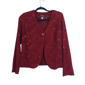 Vintage 90s Bob Mackie Womens Textured Sequin Blazer Jacket Size S Party Disco